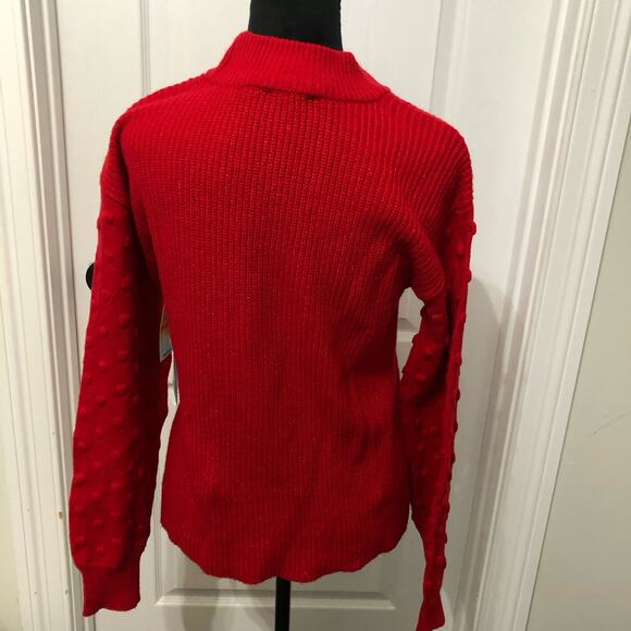 Cece Womens‎ Sweater Size Small Red Bobble Detail Ribbed Crew Neck Pullover NWT - Picture 7 of 10